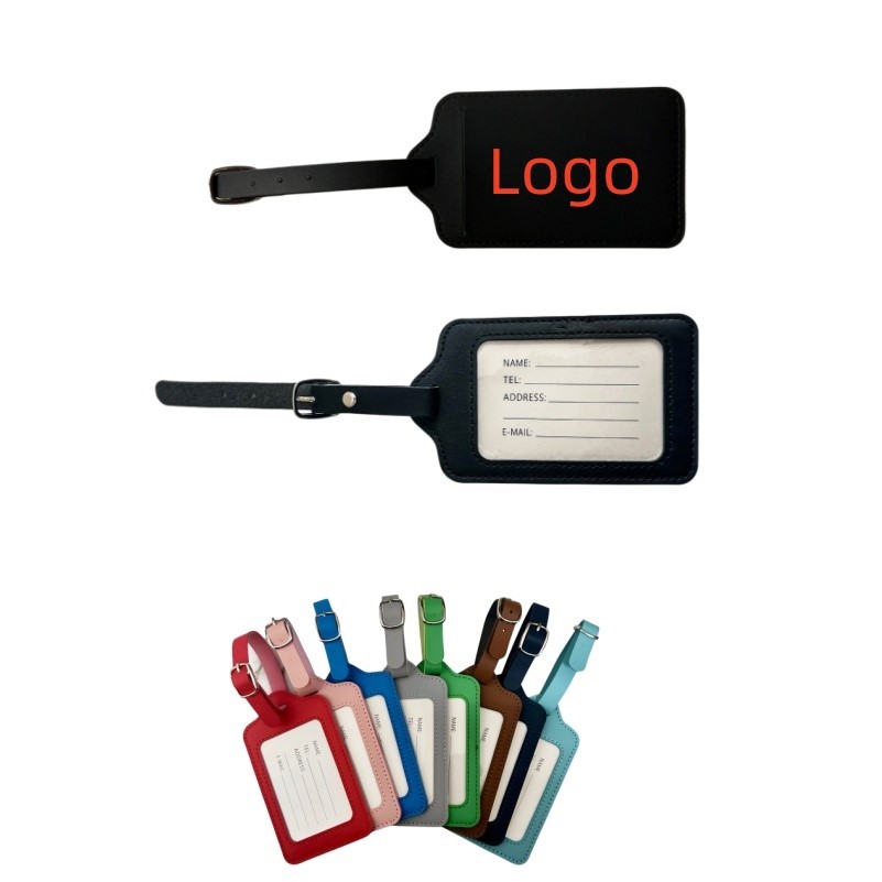 Leatherette Luggage Tag with Stainless Steel Loop