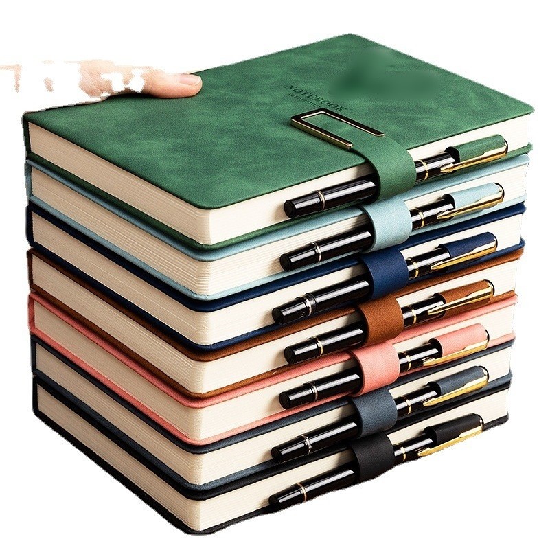A5 Thick Leather Surface Notebook With Pen