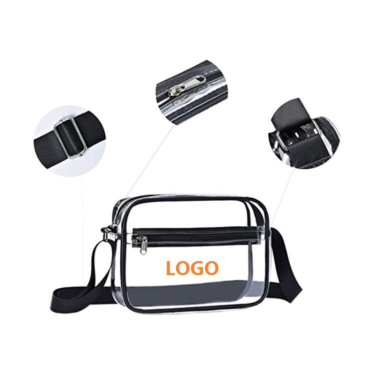 Clear PVC Waterproof Shoulder Crossbody Bag W/Removable Strap
