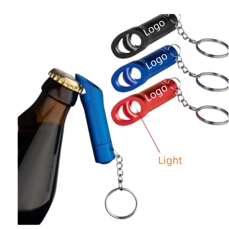 Mini 3-LED Aluminum Bottle Opener Flashlight with Retractable Keychain