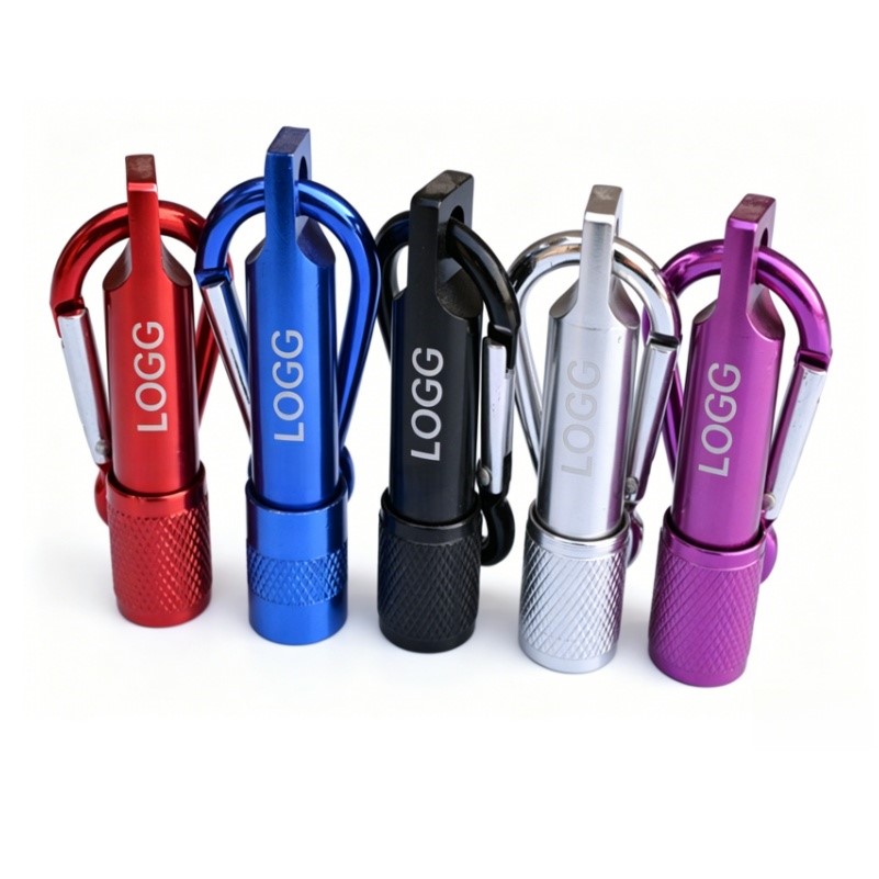 4 LR41 Battery Aluminum Flashlight with Keychain