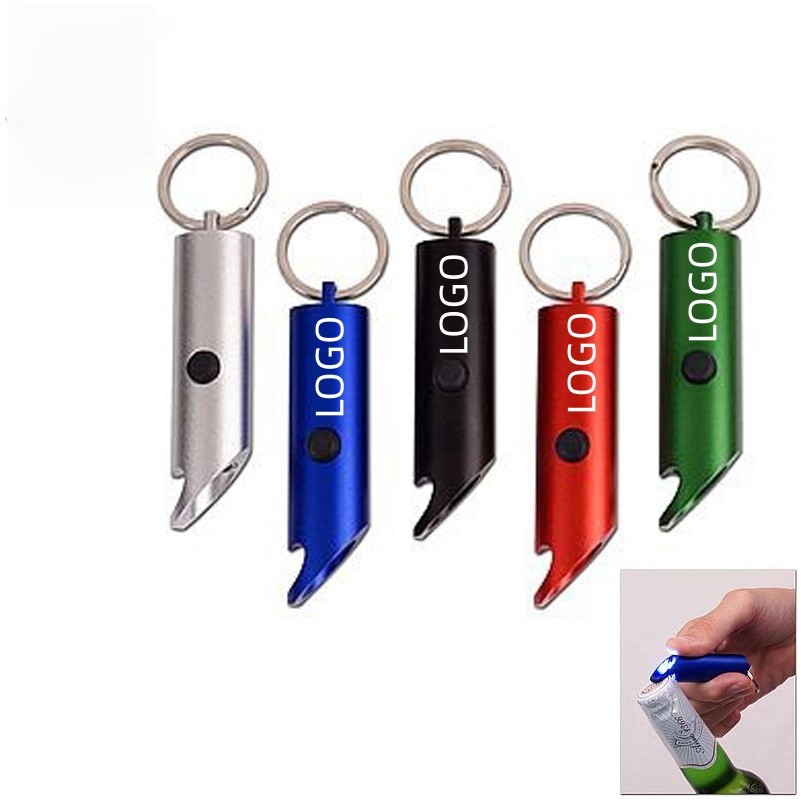 Mini Aluminum Bottle Opener w/LED Light Keychain