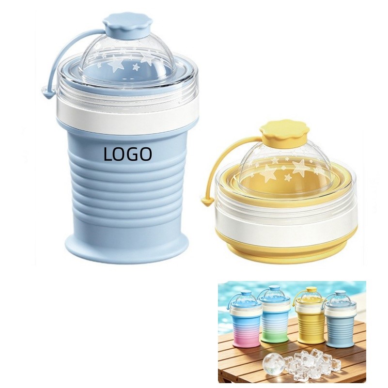 2-in-1 Collapsible Silicone Ice Ball Maker Cup