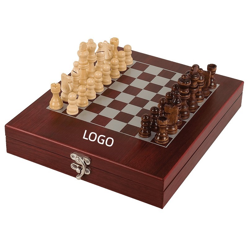 Handcrafted Wooden Chess Set With Folding Board