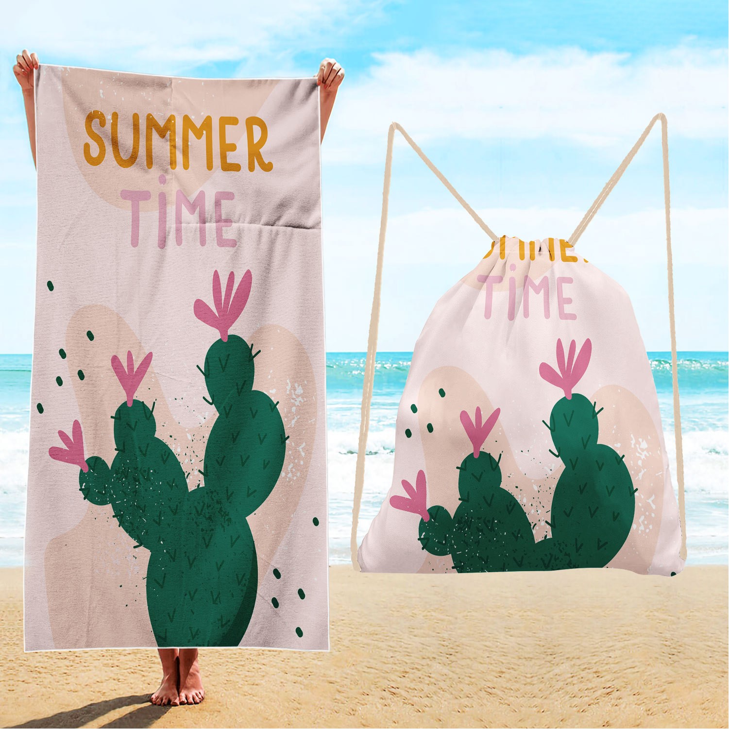 2-in-1 Microfiber Beach Towel Backpack Mat