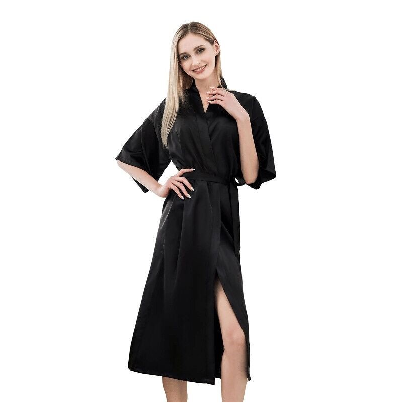 Women Soft Long Satin Robe