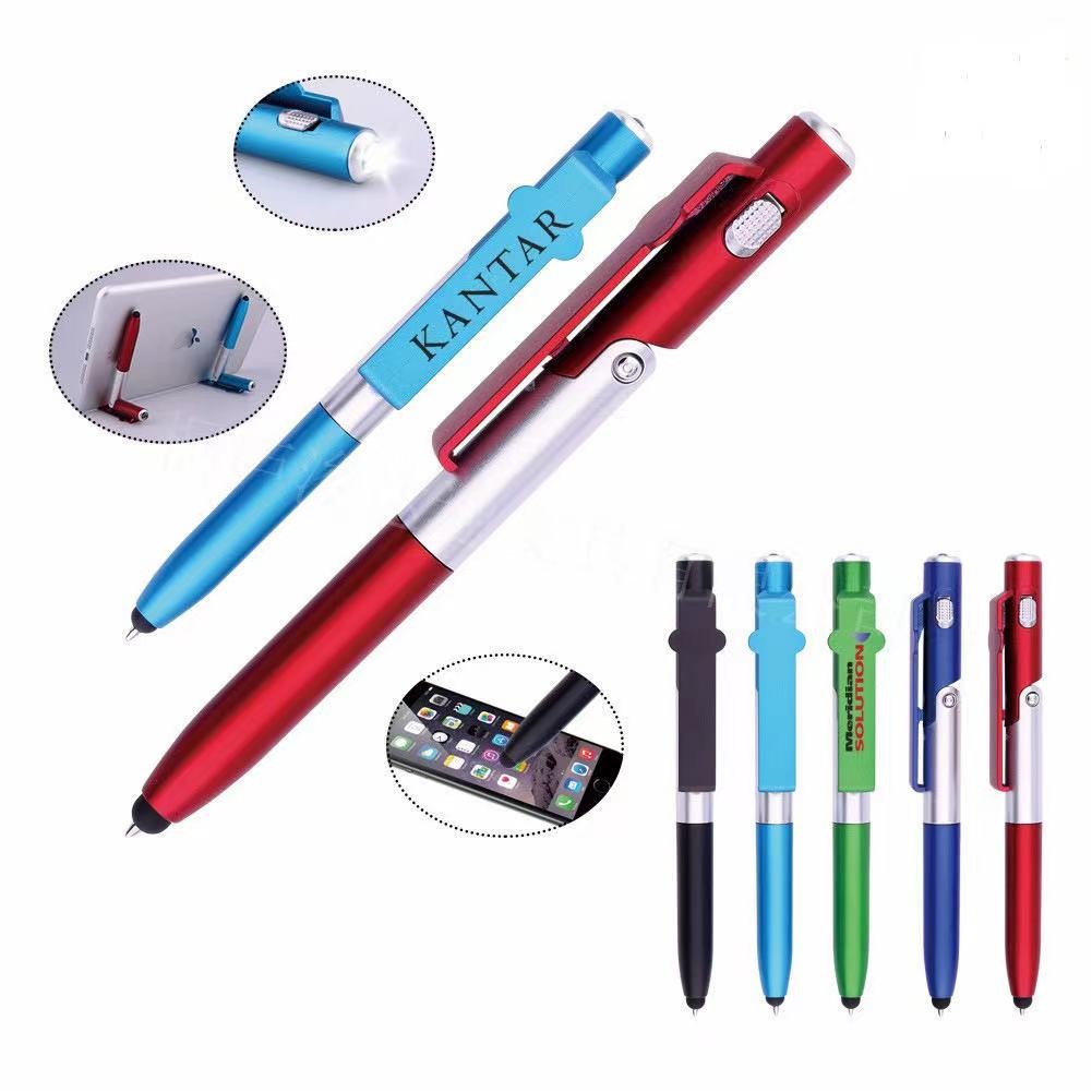 4-in-1 Touch Screen Capacitive Ballpoint Pen w/LED Light For Tablet