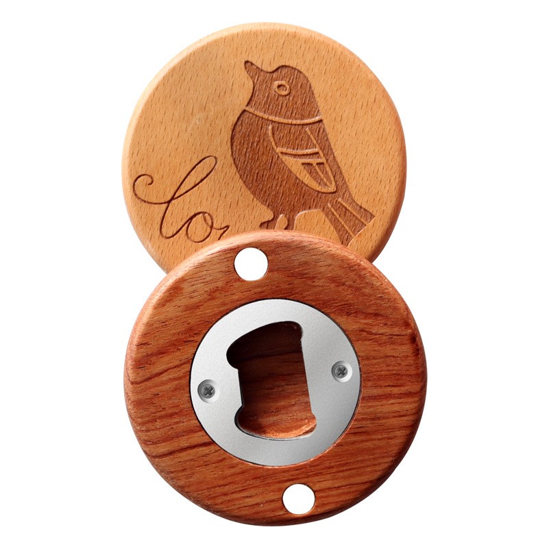 Wooden Round Shape Bottle Opener