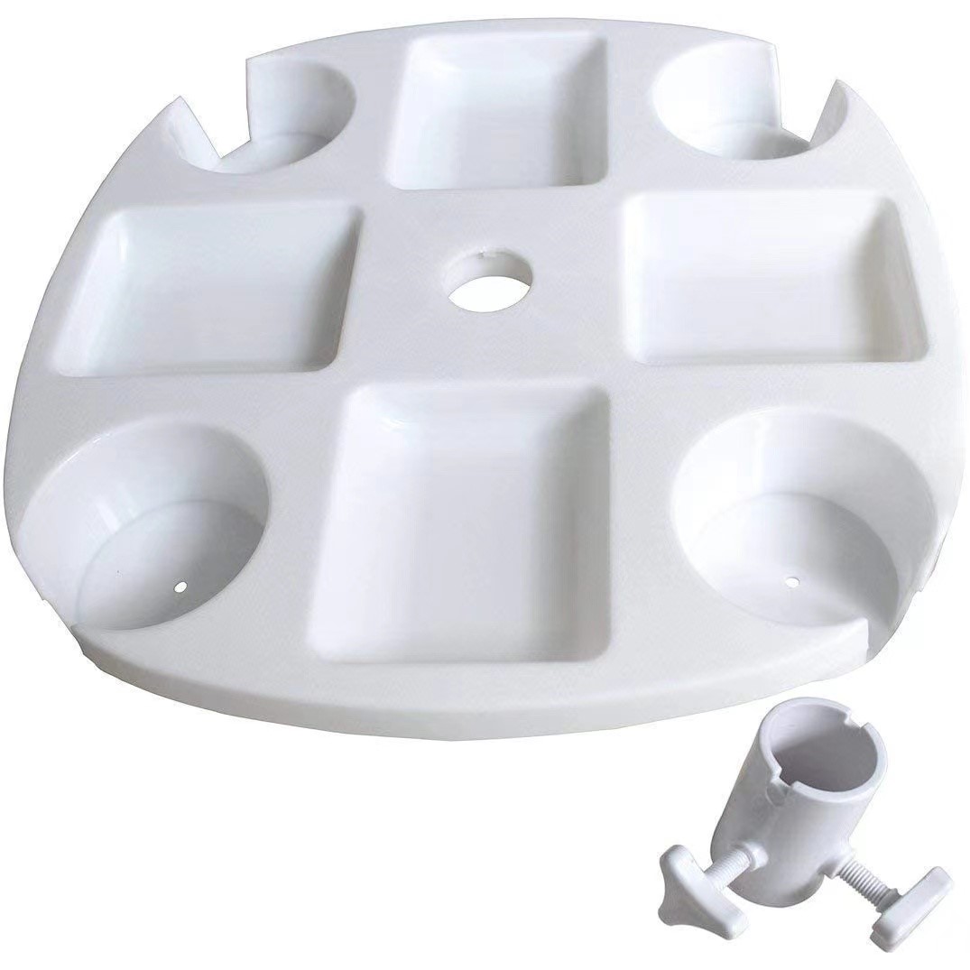 Outdoor Drink & Snack Table w/Tray Slots & 4 Cup Holders