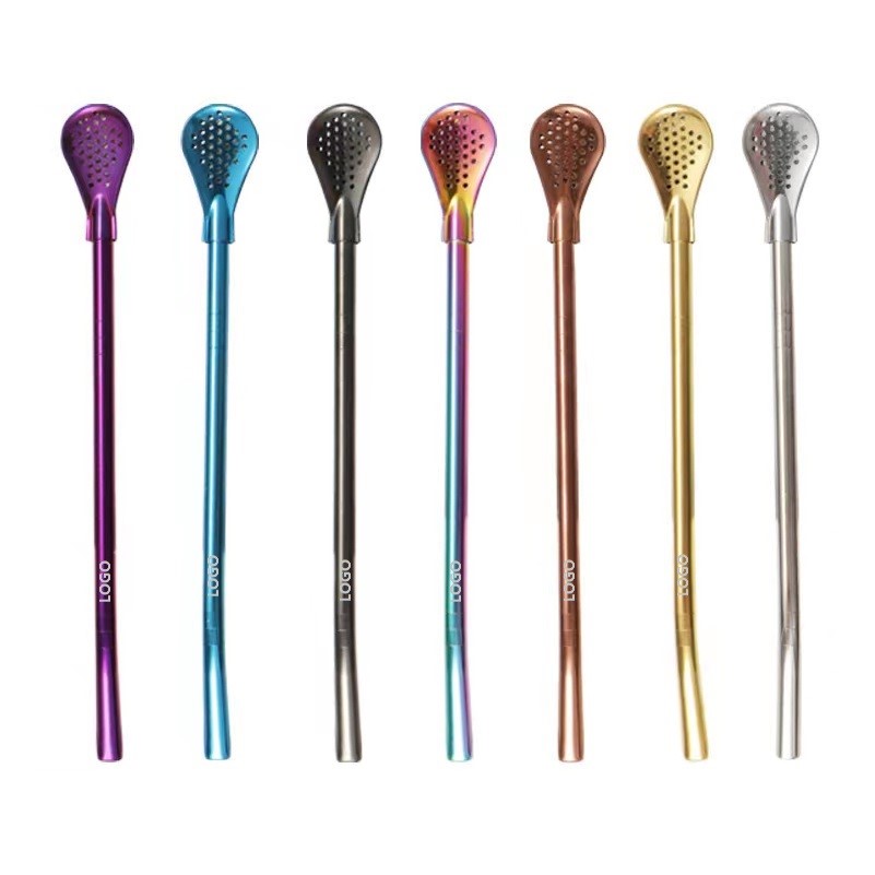 Double Filter Smooth Straw Spoon