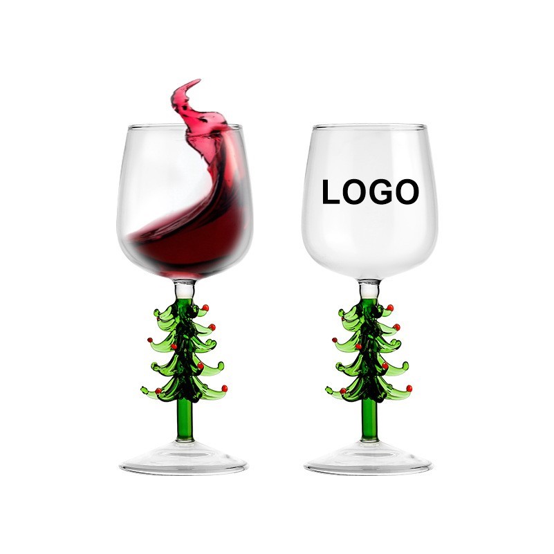 Christmas Theme Red Wine Glasses