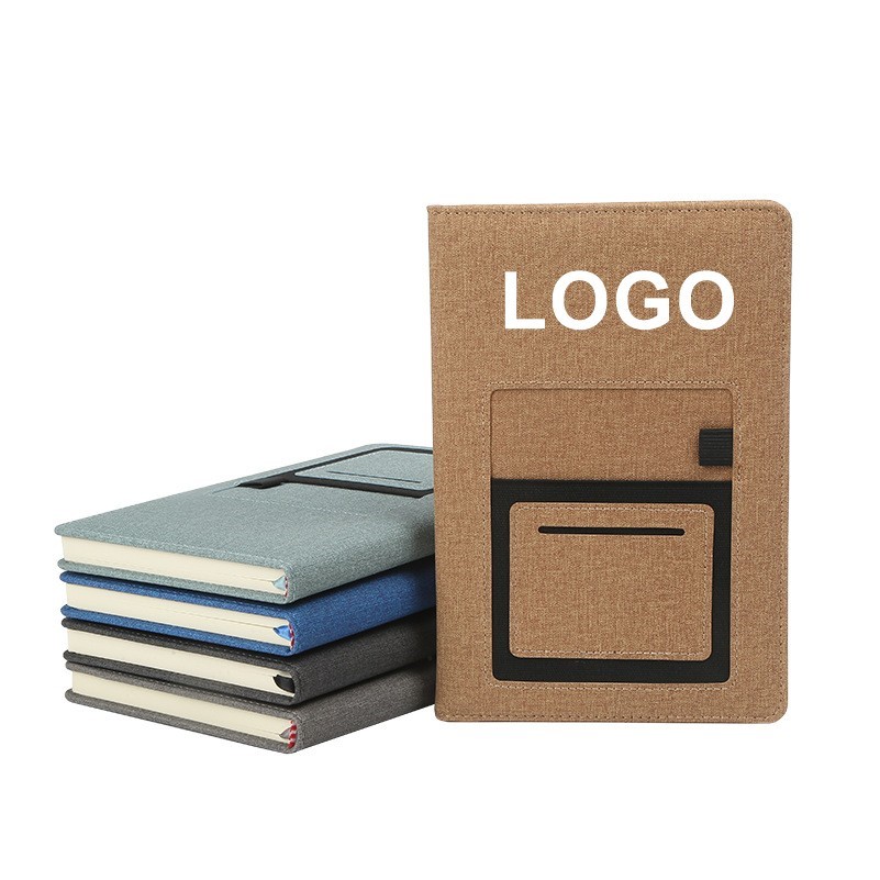 A5 Premium Fabric Cover Notebook With Mobile Pocket