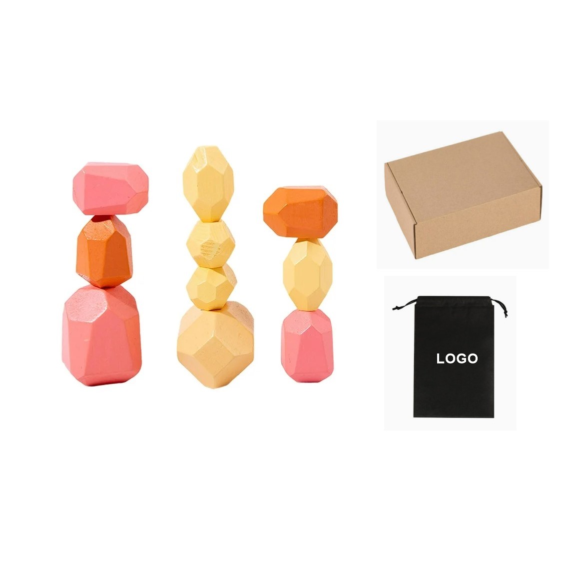 Set of 10 Stacking Game Rock Blocks
