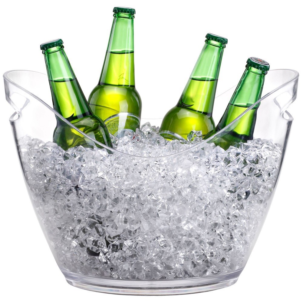 4L Medium Clear Plastic Champagne Bucket Double Wall Ice Bucke