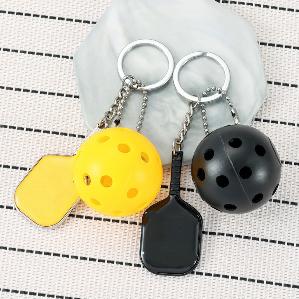 Pickleball Paddle Metal Keychain