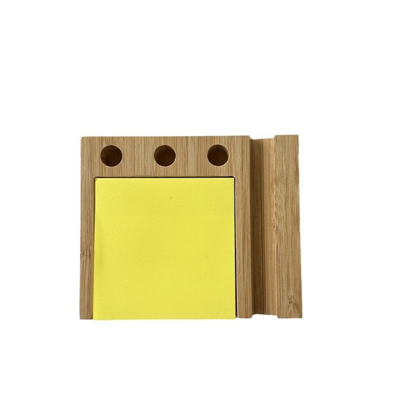 Bamboo Pen Holder Phone Stand 3" 1 Desk Organizer