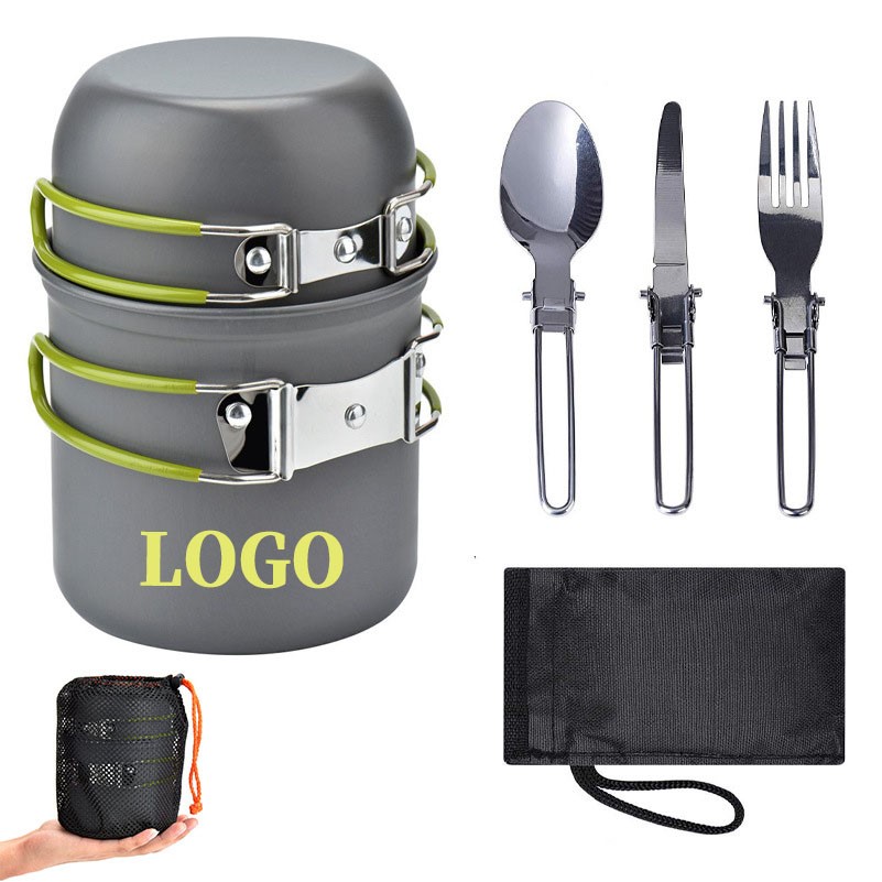 1-2 Person Portable Outdoor Cookware Set With Tableware