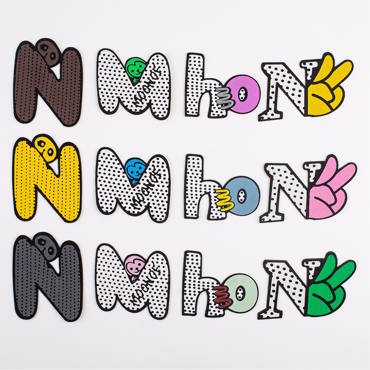 M Letter And Smile Face Pattern Self Adhesive Cloth Patches