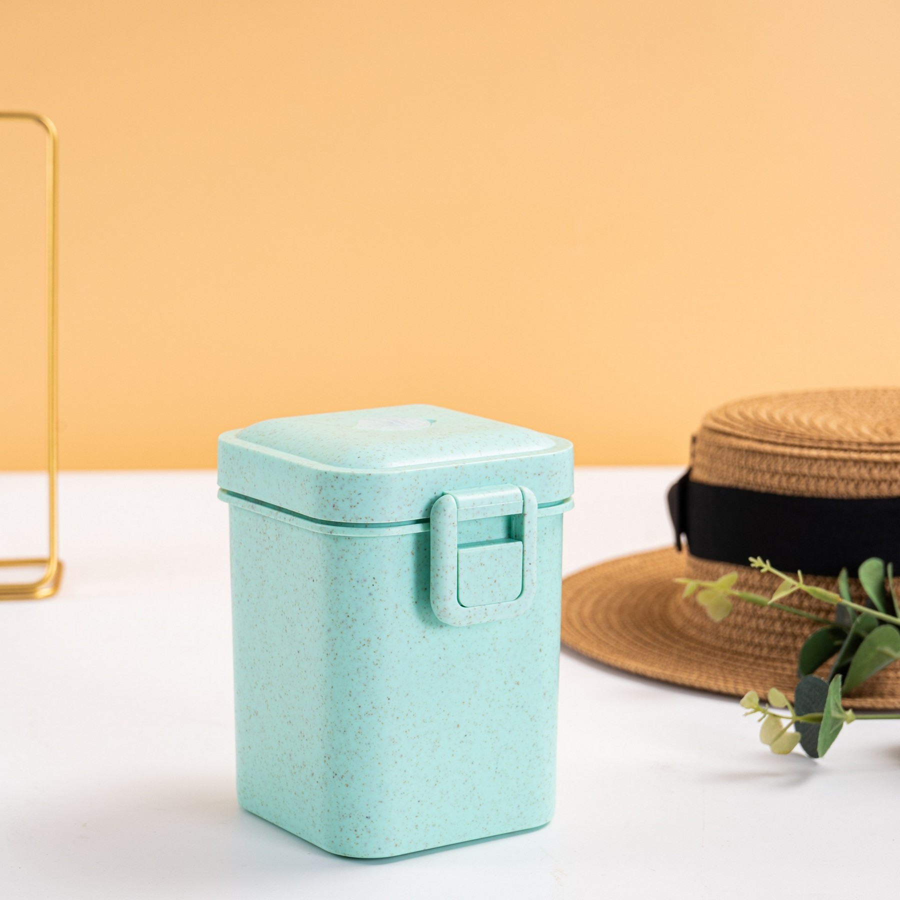 Square Wheat Straw Soup Cup With Spoon