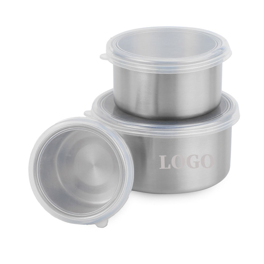 304 Stainless Steel Round Lunch Box 3-Piece Set